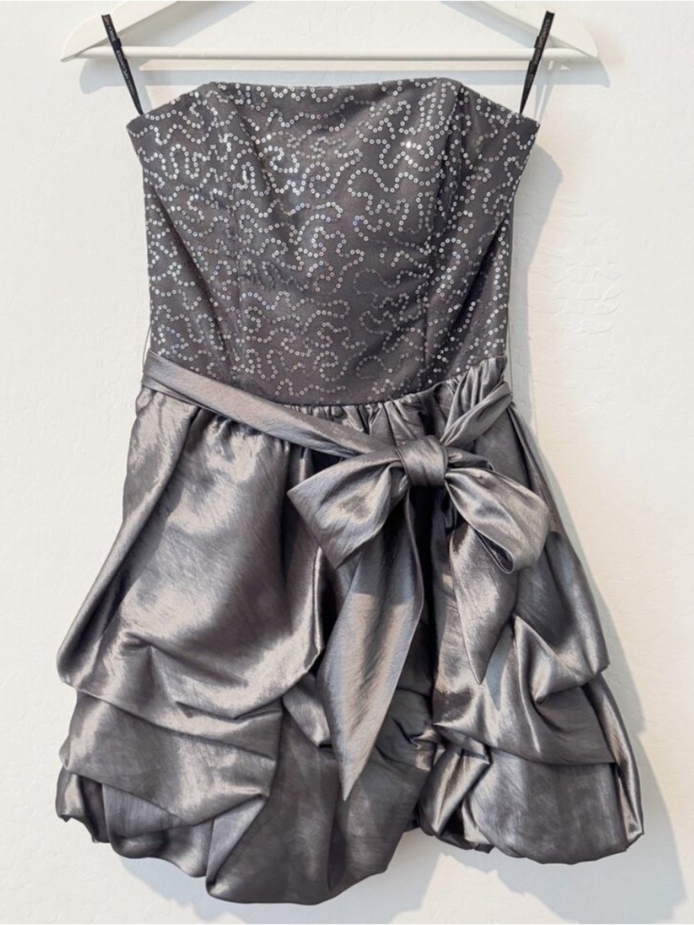 Jessica McClintock Gunne Sax Dress Size 3 White Sequin Bubble Romantic Coquette‎